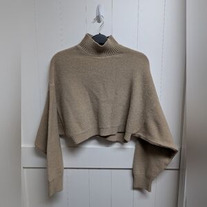 Petal & Pup Cropped Taupe Turtleneck Sweater